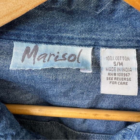 Vintage Denim Shirt Rooster Embroidered Cottagecore Farm Western Folk S/M - Picture 4 of 4